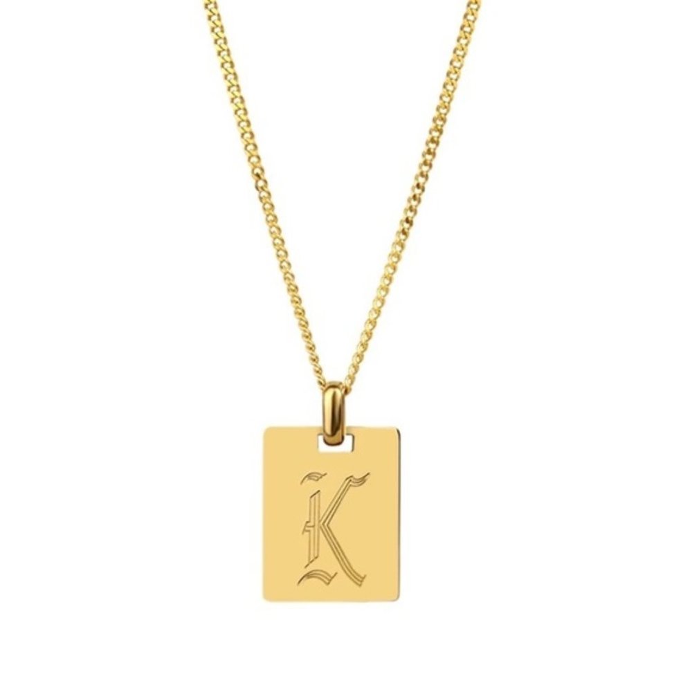 INITIAL Letter “K” Old English Pendant 18K Gold Plated Necklace